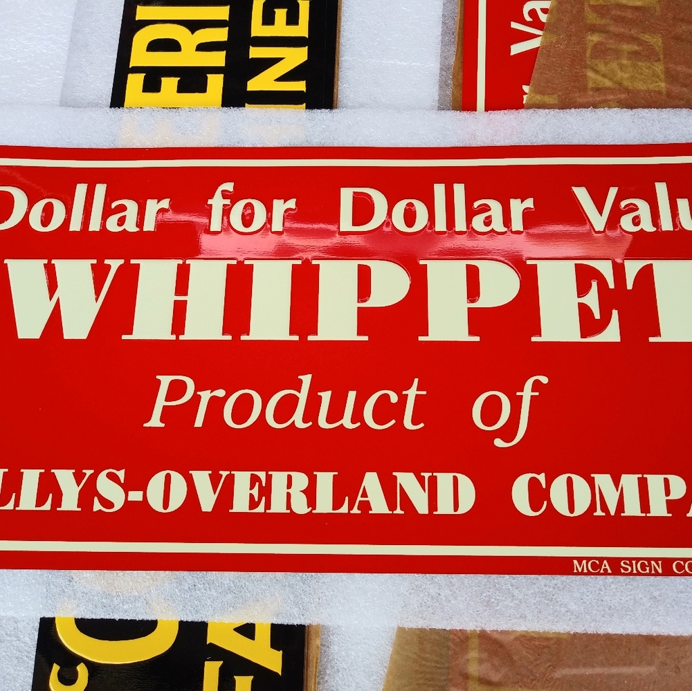 Whippet automotive metal sign 21x10